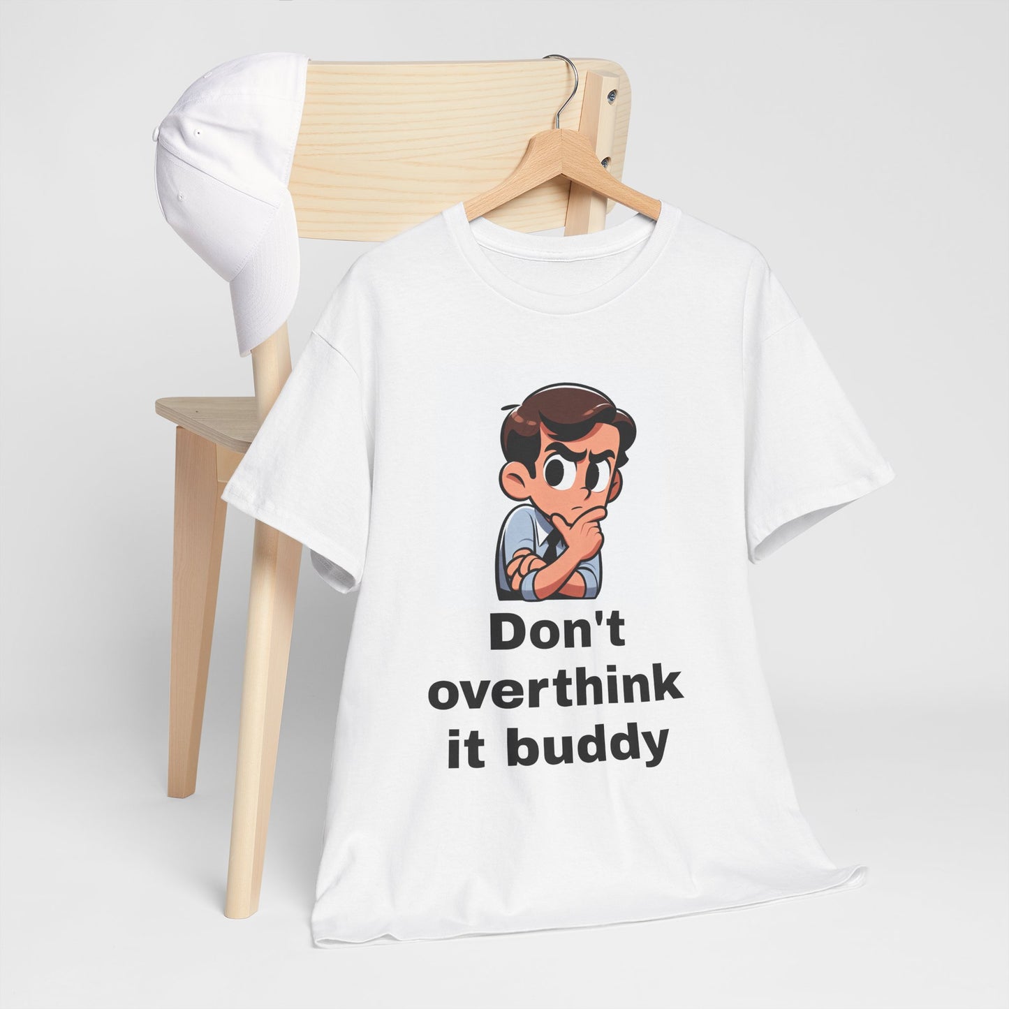 Don't Overthink It Buddy Unisex Heavy Cotton Tee - Casual Comfort for Everyday Wear